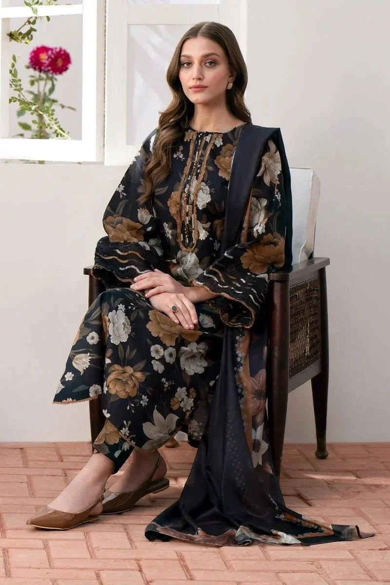 Baroque D-100 Printed three piece suit ( khaddar )