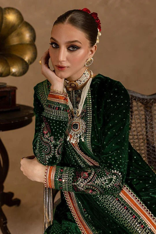 FCC ZC-150 Embroidered Velvet Three piece With Velvet Shawl Winter Collection