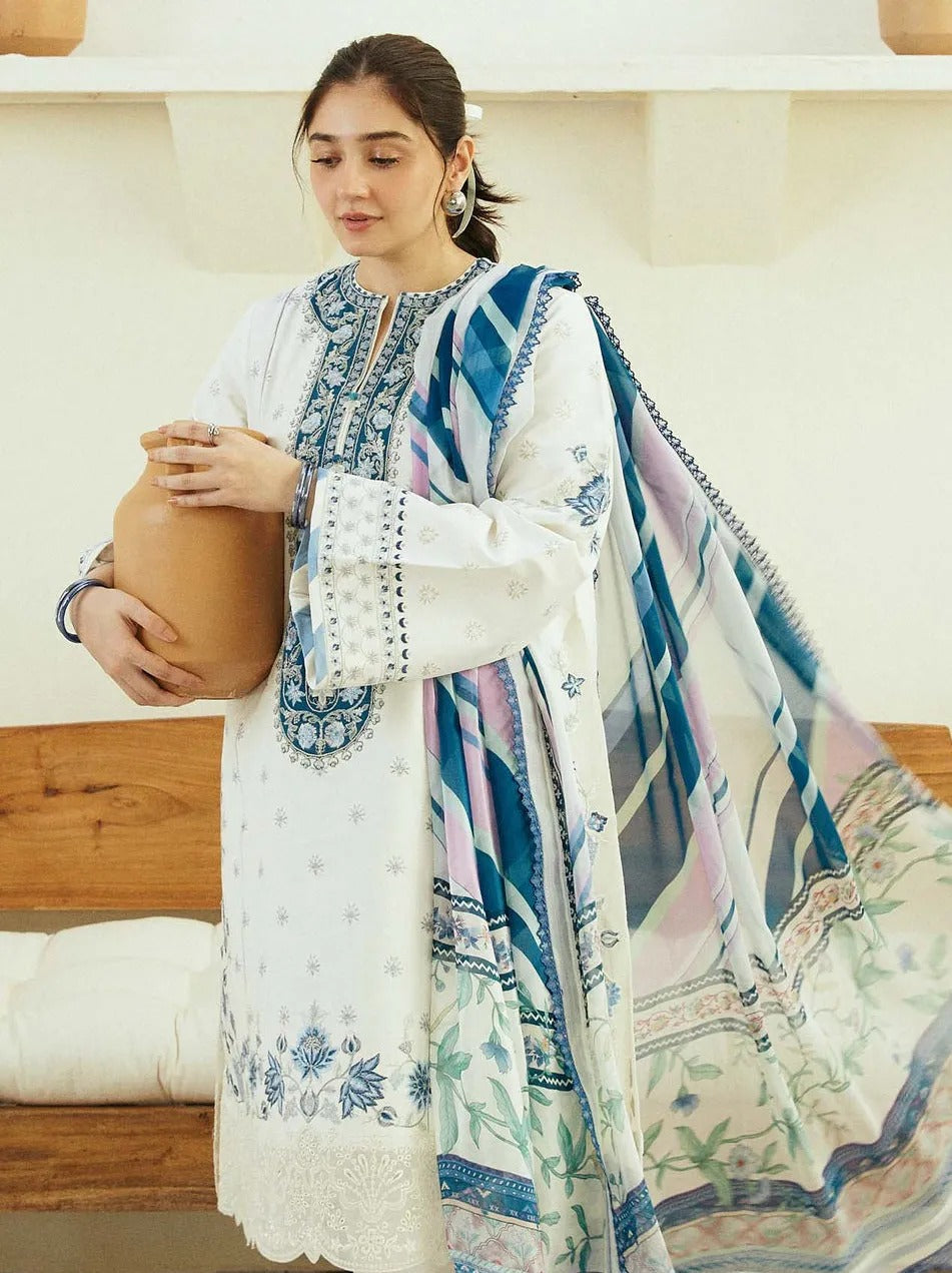 Zarashahjhan Embroidered off white lawn Three Piece COCO-06