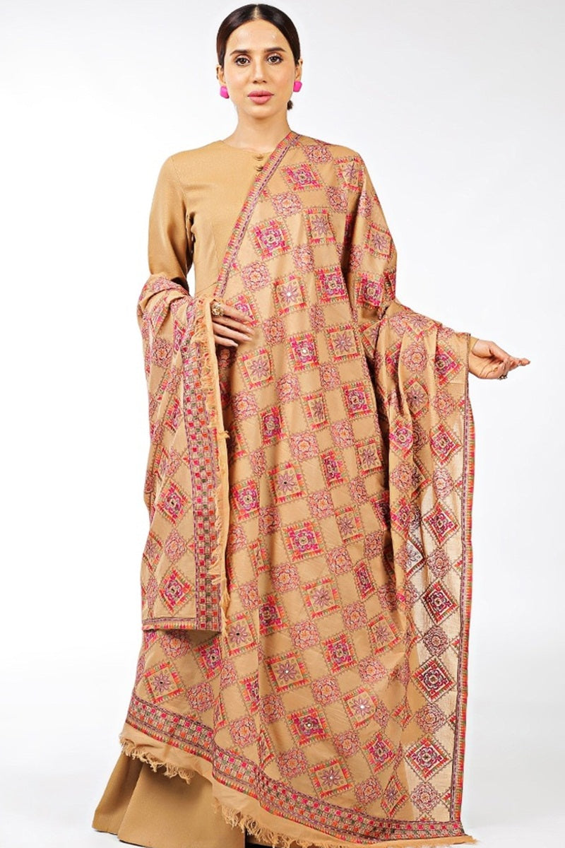 Bareeze FCC-198 Skin Embroidered Dhanak Three Piece Winter Collection