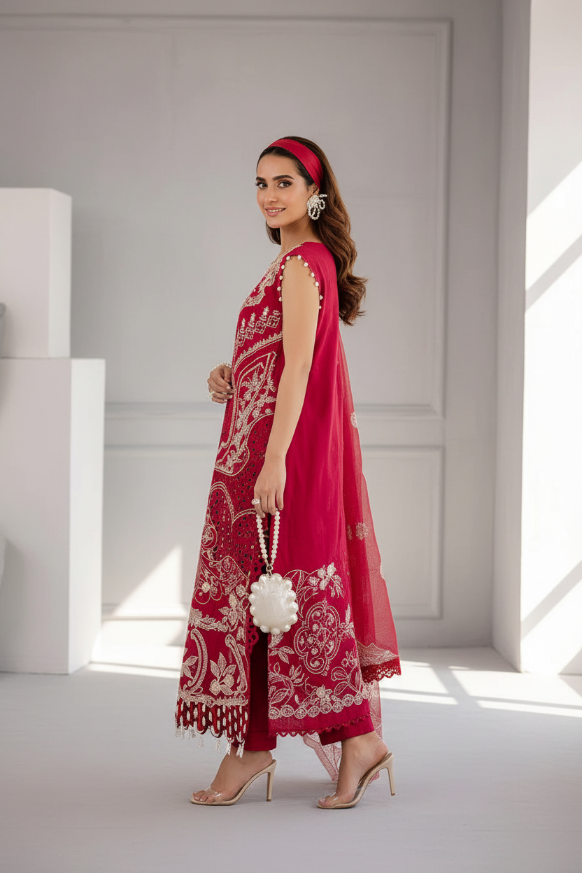 PARISHAY Summer 3PC Lawn Embroidered Suit - PR-284