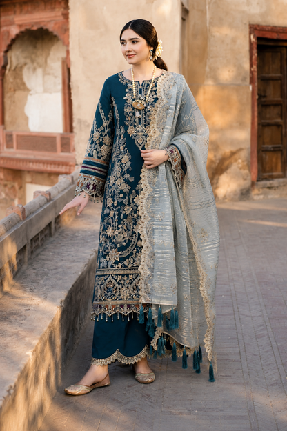 EID Collection Mushq Embroidered lawn Three Piece D-9908
