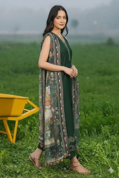 IZEL &nbsp;Embroidered lawn Three Piece IZ-07