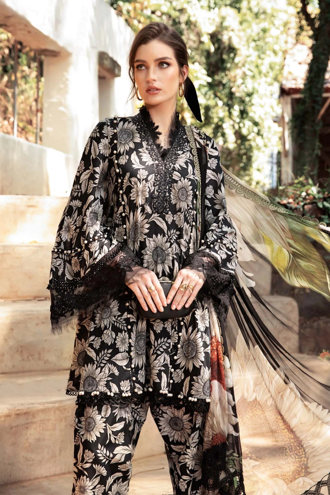 M-Print 05 Black Lawn Digital Printed Three Piece