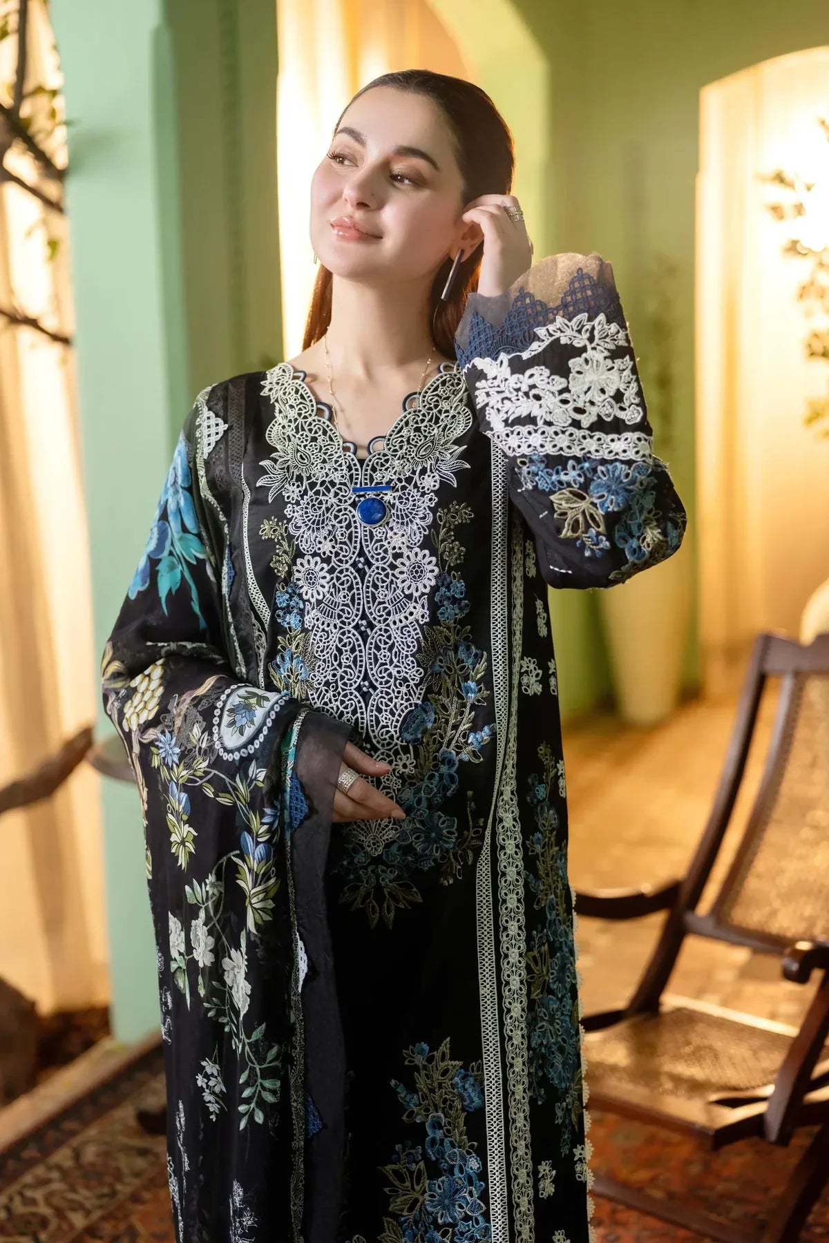 Qalamkar Embroidered Dhanak Three Piece QL-80