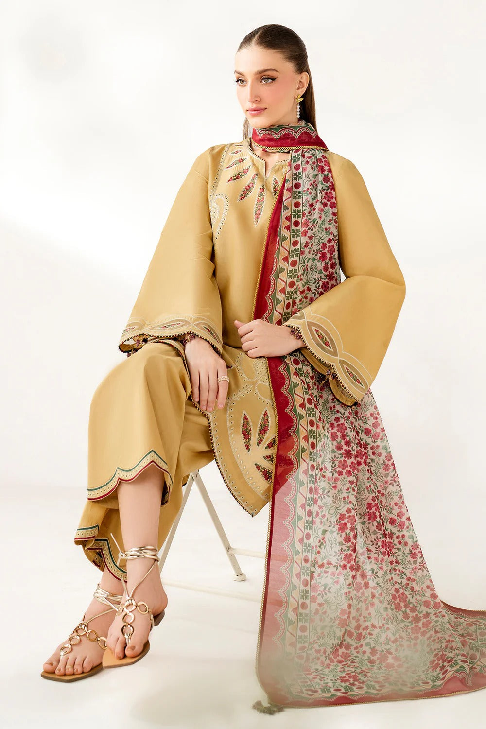 Sapphire D-176 Embroidered Dhanak 3pc