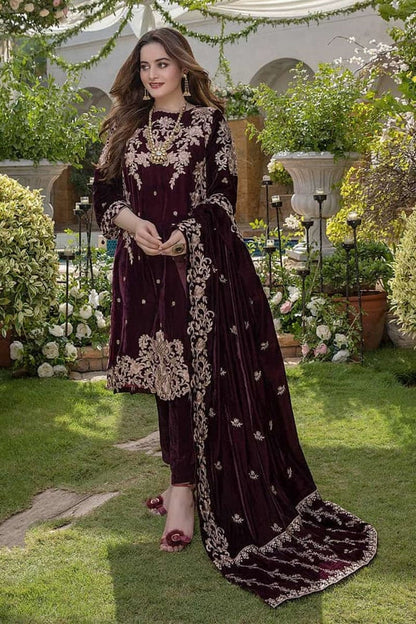 Rivaj Collection Velvet Embroidered 3pc ZC-111