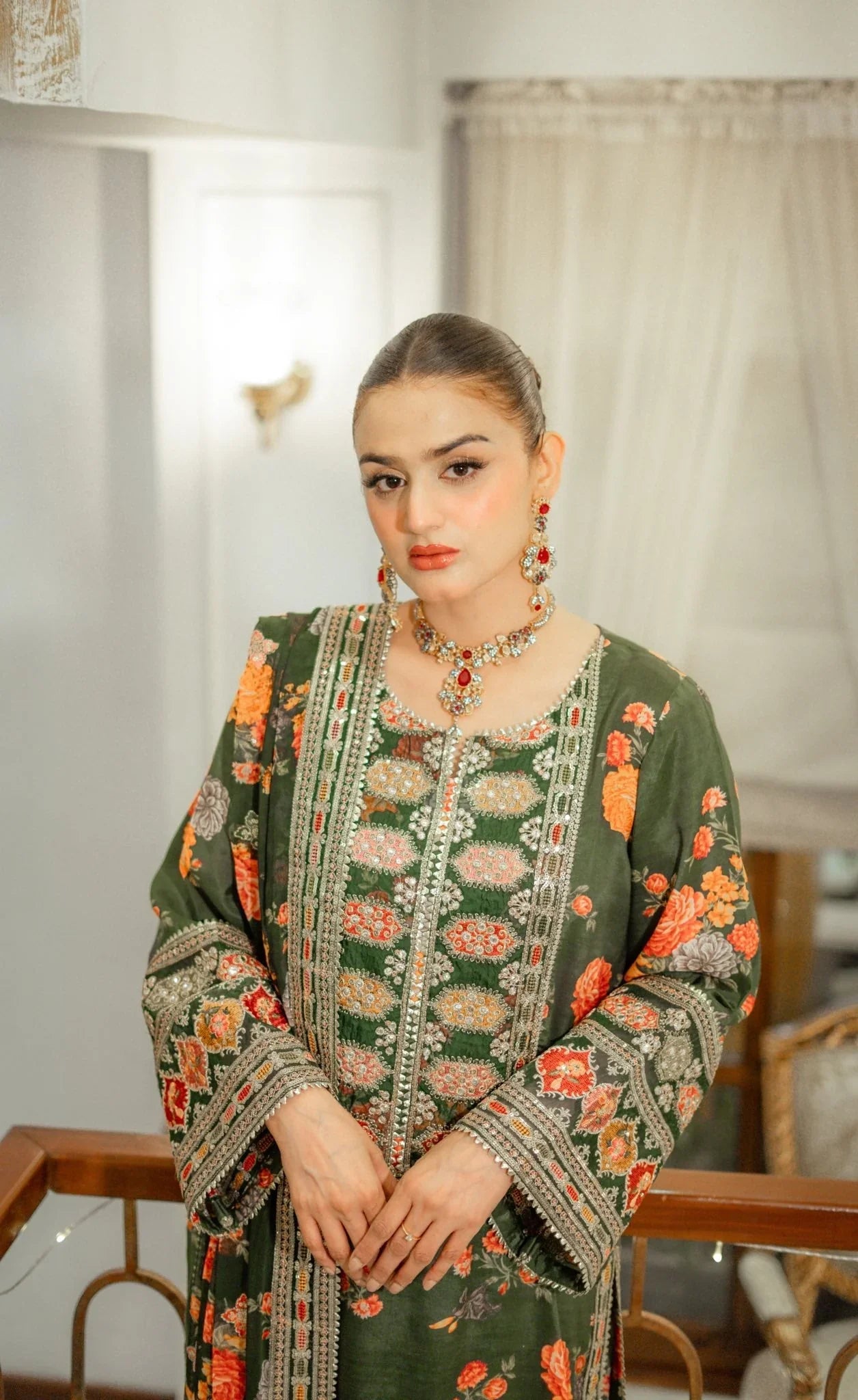 fcc-1001 (Mongia) Printed Airjet Shamoz Silk Three Piece