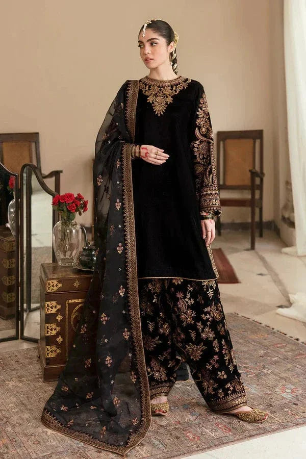 Rivaj Collection Velvet Embroidered 3pc 107 Black