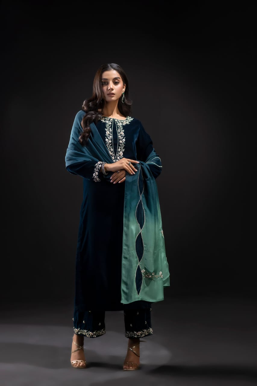 FCC ZC-16 B Embroidered Velvet Three piece  velvet Collection