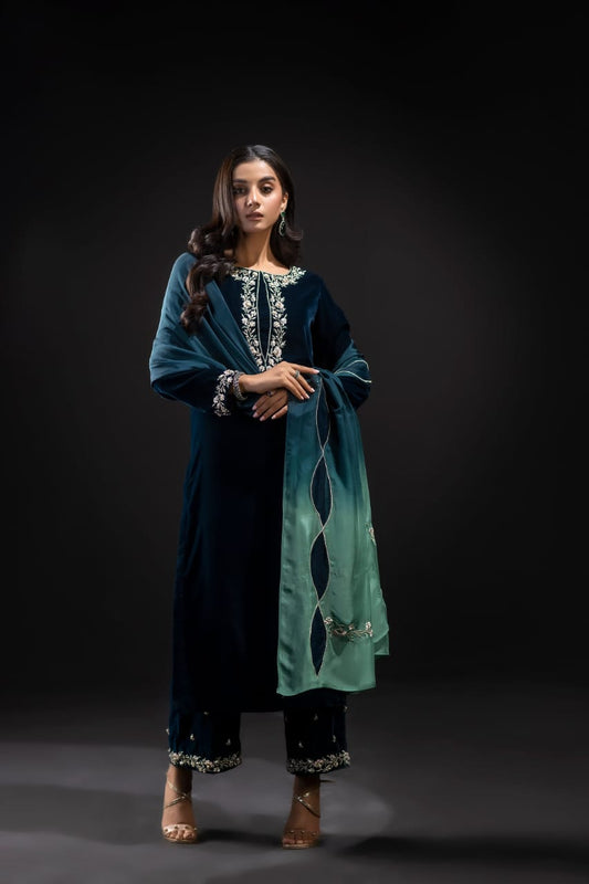 FCC ZC-16 B Embroidered Velvet Three piece  velvet Collection