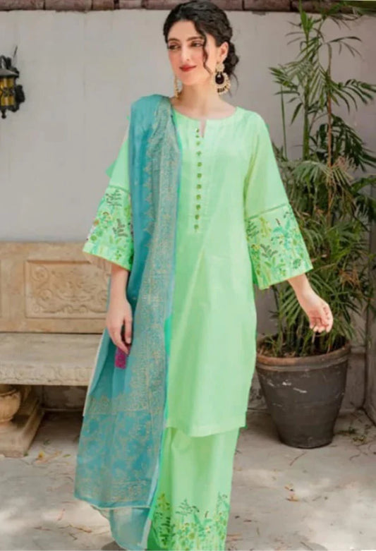 Rivaj 882 pista lawn Embroidered three piece