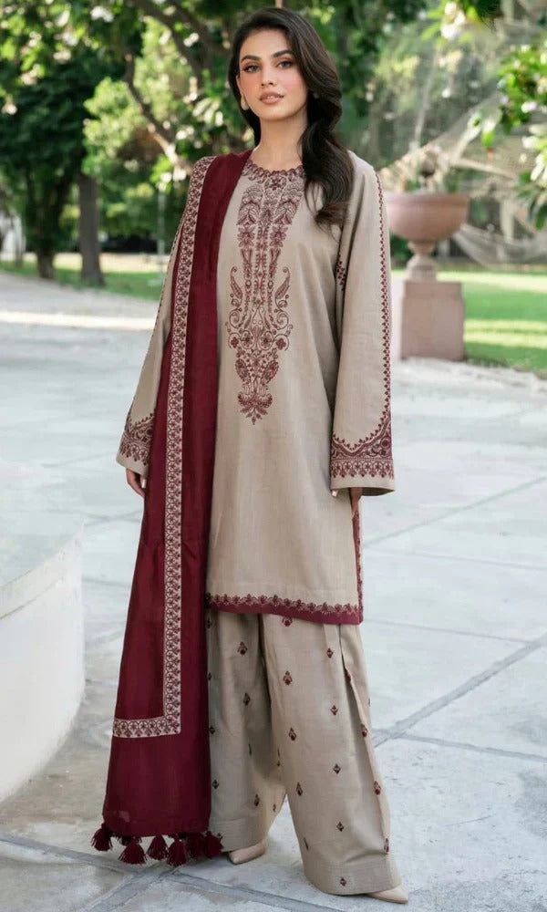 Sapphire Embroidered Dhanak Three Piece D-99