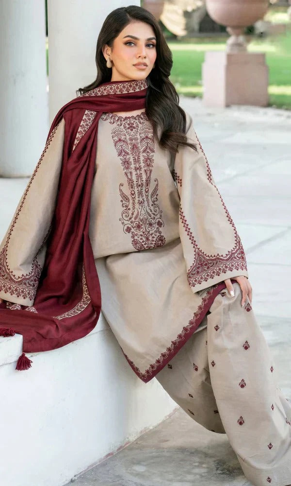 Sapphire Embroidered Dhanak Three Piece D-99