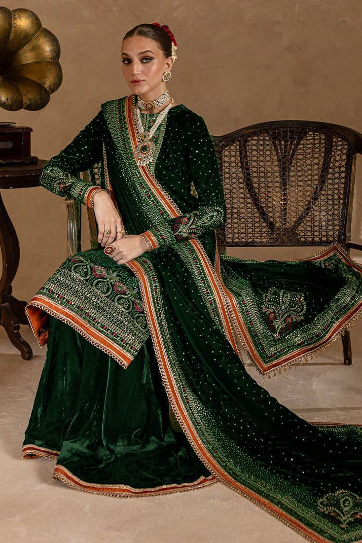 FCC ZC-150 Embroidered Velvet Three piece With Velvet Shawl  Winter Collection