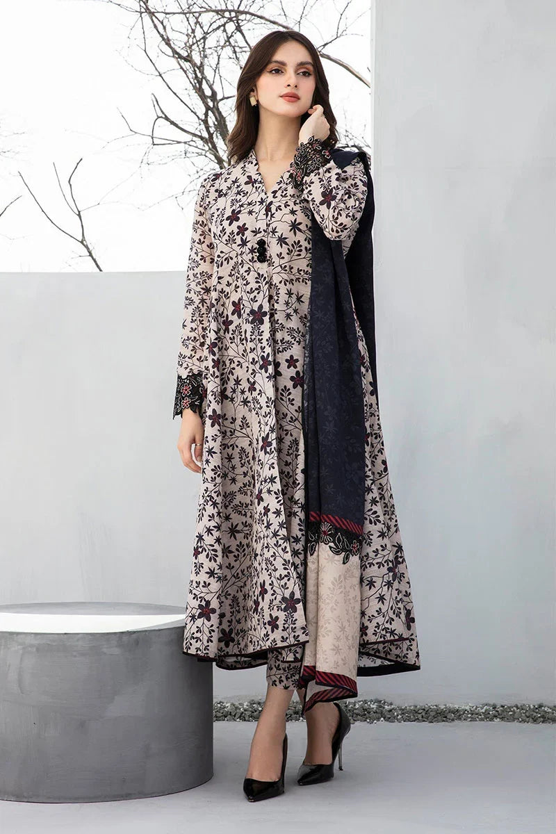 Baroque D-800  khaddar Printed three  piece