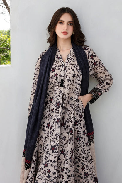 Baroque D-800  khaddar Printed three  piece