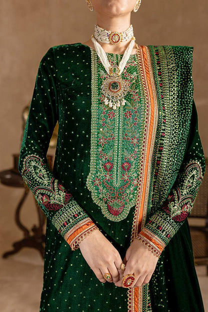 FCC ZC-150 Embroidered Velvet Three piece With Velvet Shawl  Winter Collection
