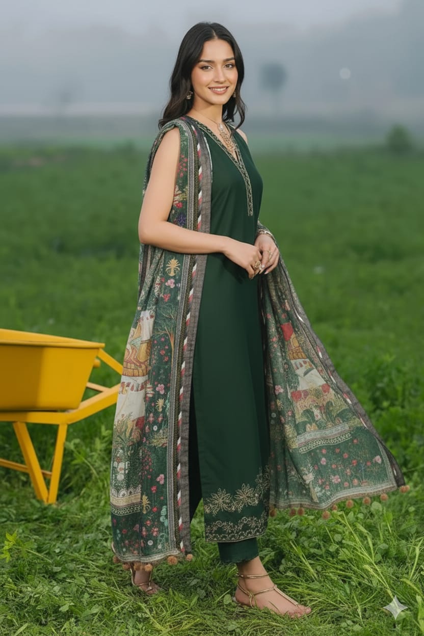 IZEL &nbsp;Embroidered lawn Three Piece IZ-07