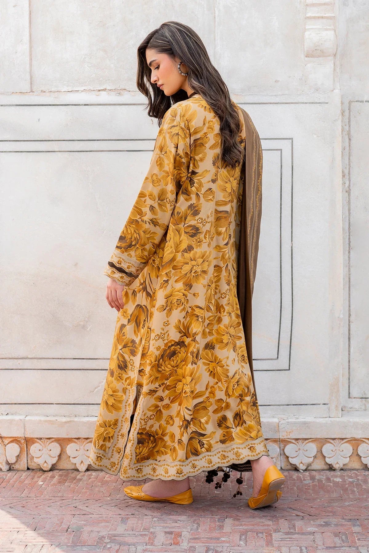 Baroque D-792 Printed three piece suit mustard ( summer )