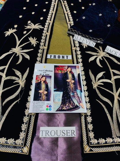 Rivaj Lawn BT-11 Blue Embroidered Velvet Three piece Winter Collection