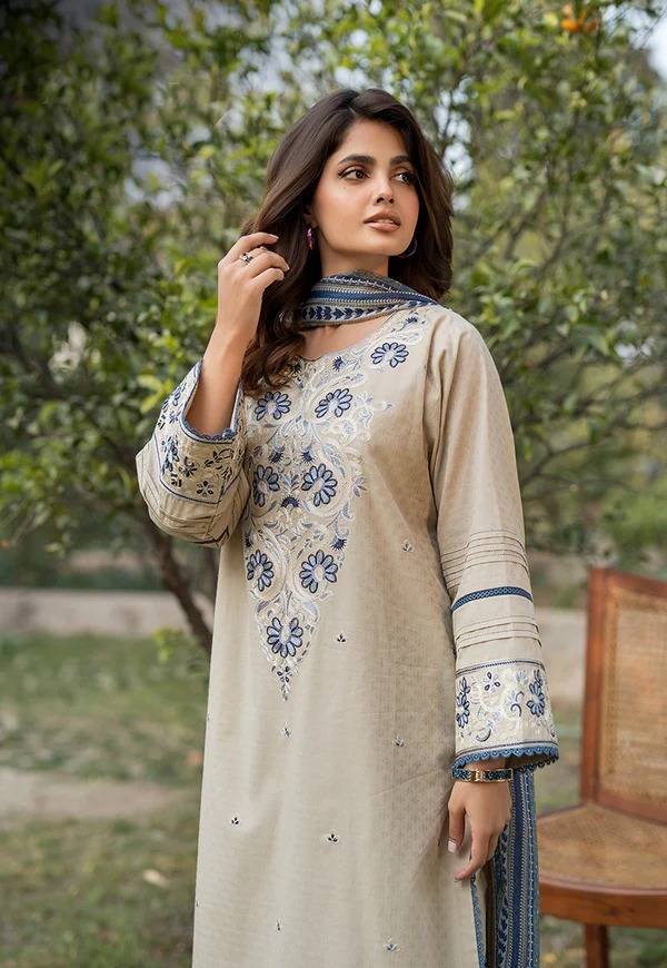 Asim jofa Embroidered Three Piece Lawn AJ-142