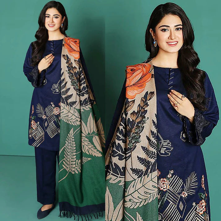 D-539 Embroidered Dhanak 3pc Wt