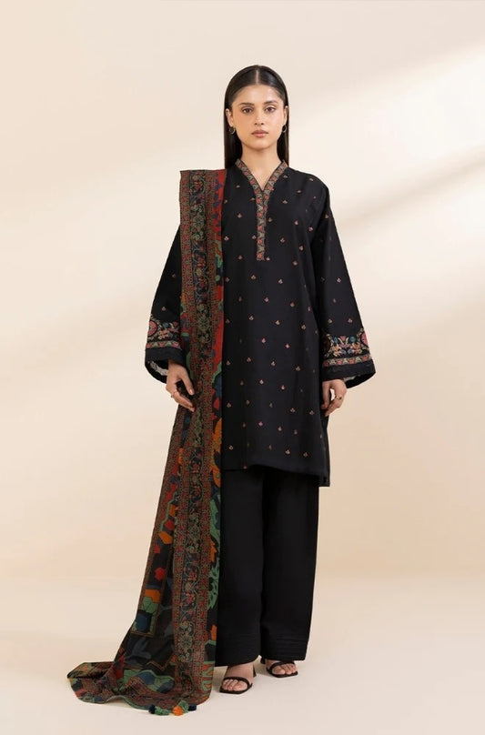 Sapphire Embroidered lawn Three Piece SP-716 BlackEmbroidered