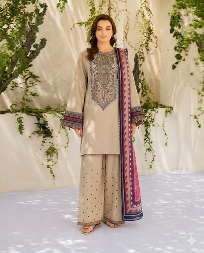 jazmin Embroidered three piece suit D-303