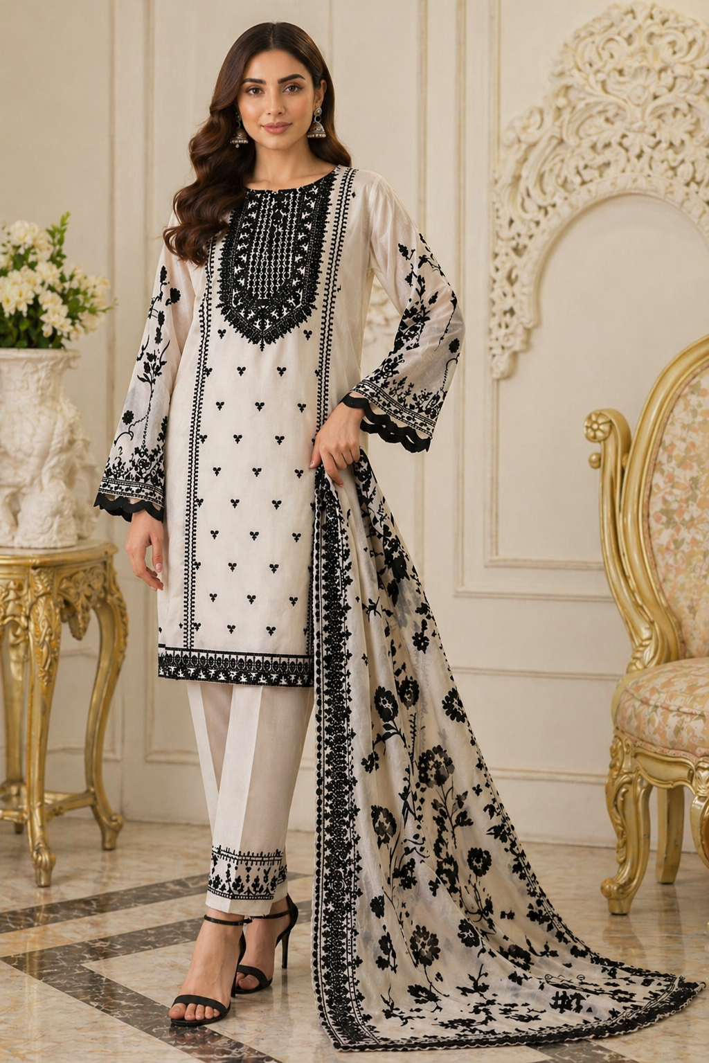 Eid Collection Agha Noor AGN-68 Embroidered Lawn Three Piece