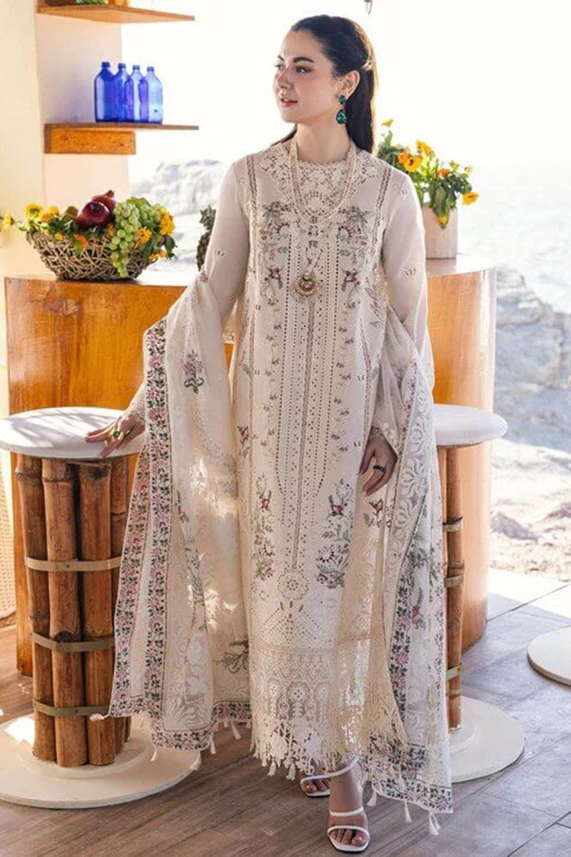 EID Collection Chikenkari Qalamkar Embroidered lawn Three Piece QL-1023