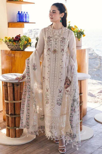 EID Collection Chikenkari Qalamkar Embroidered lawn Three Piece QL-1023