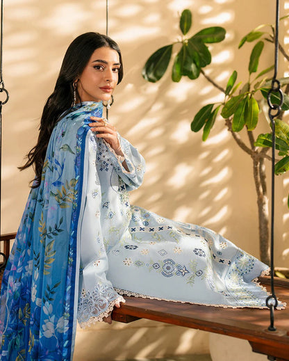 Chikenkari Qalamkar Embroidered Lawn Three Piece QL-1049