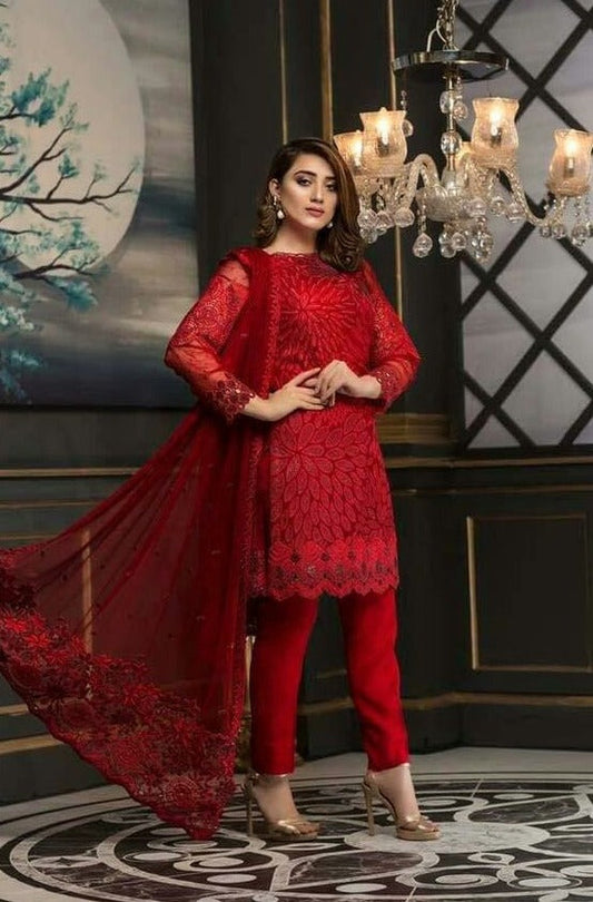Eid Collection FCC-RED Embroidered Three Piece EID Collection