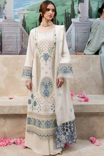 EID Collection Chikenkari Qalamkar Embroidered lawn Three Piece QL-1024