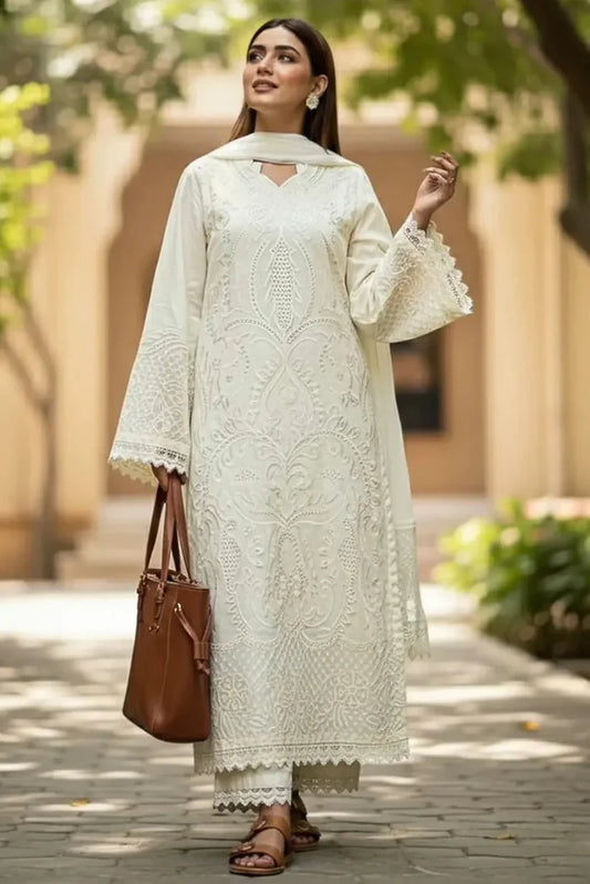 MZ-235 Dhanak Embroidered 3pc