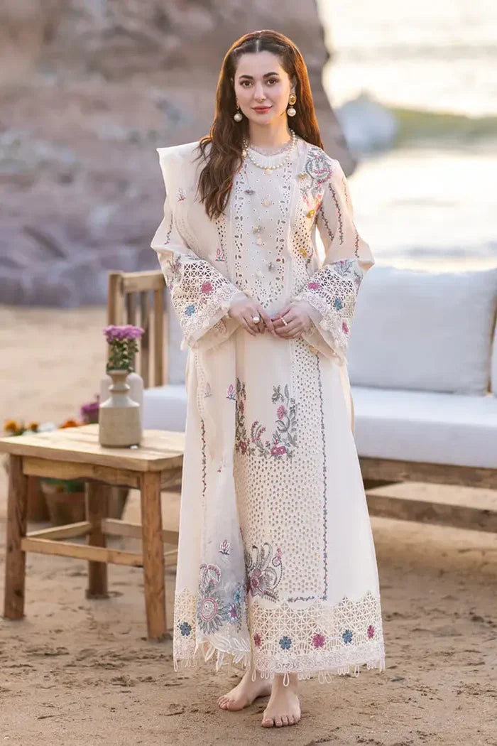 EID Collection Chickenkari Qalamkar Embroidered lawn Three Piece QL-1020