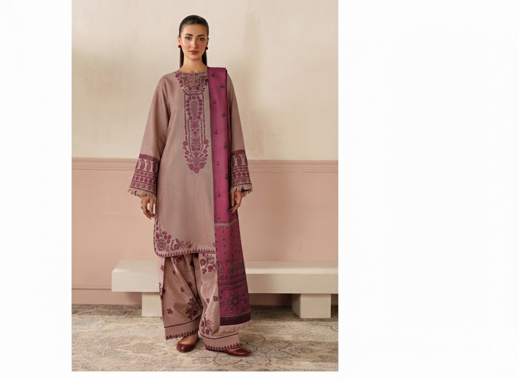 baroque  Embroidered Three Piece Lawn D-96