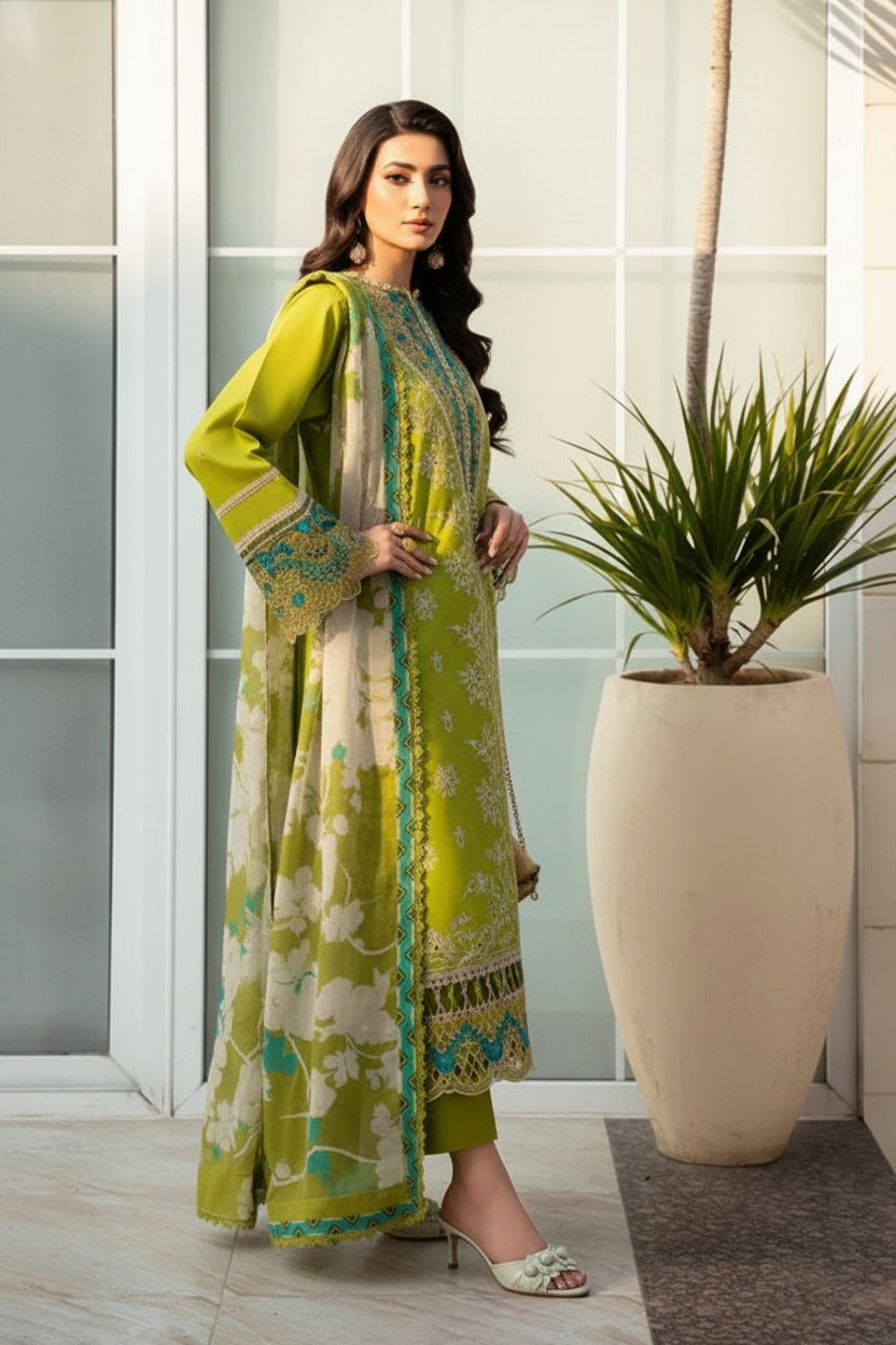 EID COLLECTION Izel Embroidered lawn Three Piece IZ-06