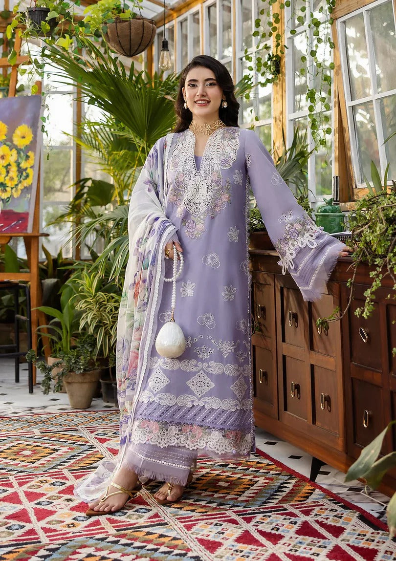 EID COLLECTION Elaf lavender love ChikenKari Embroidered Three Piece Lawn